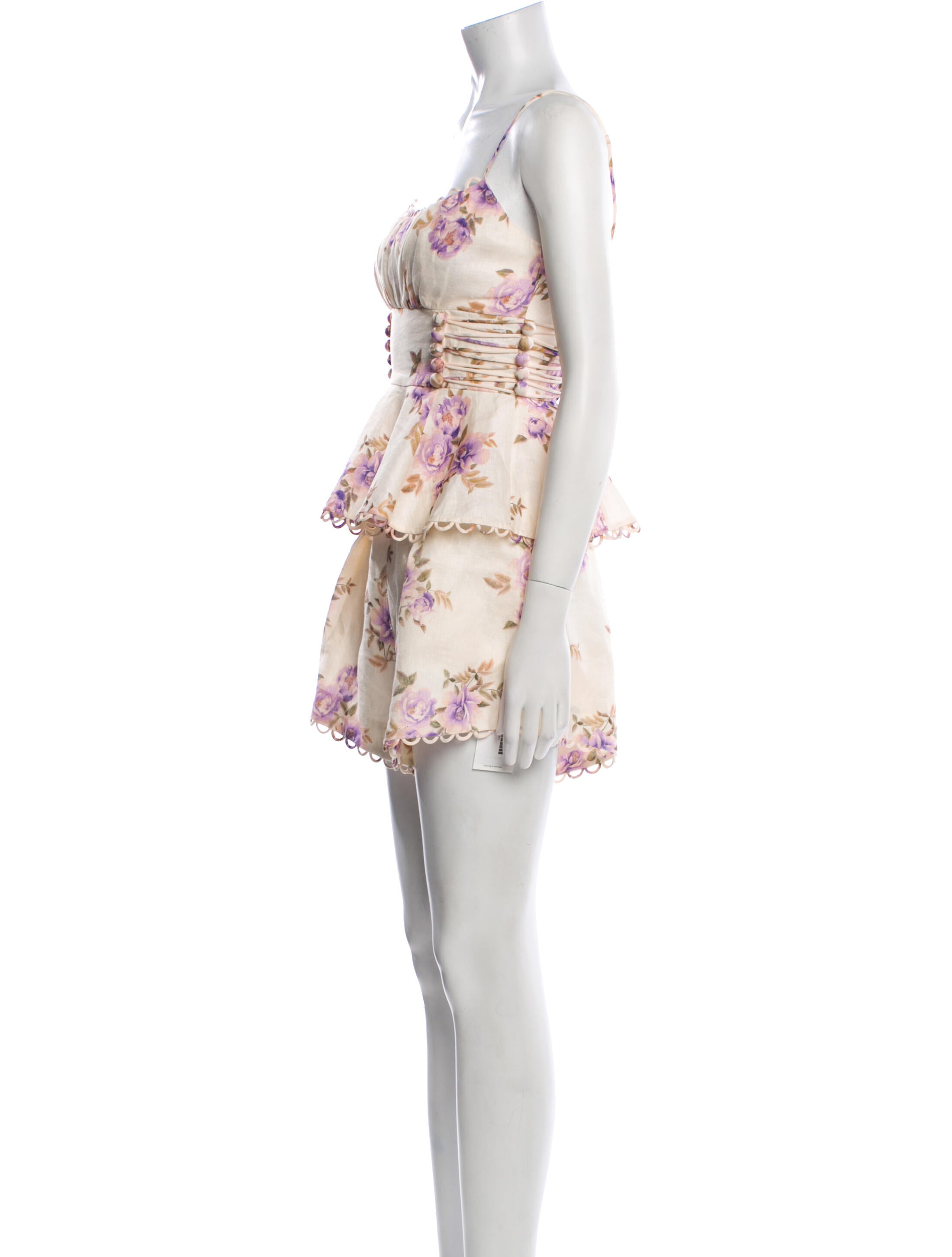 Zimmermann Linen Floral Print Short Set