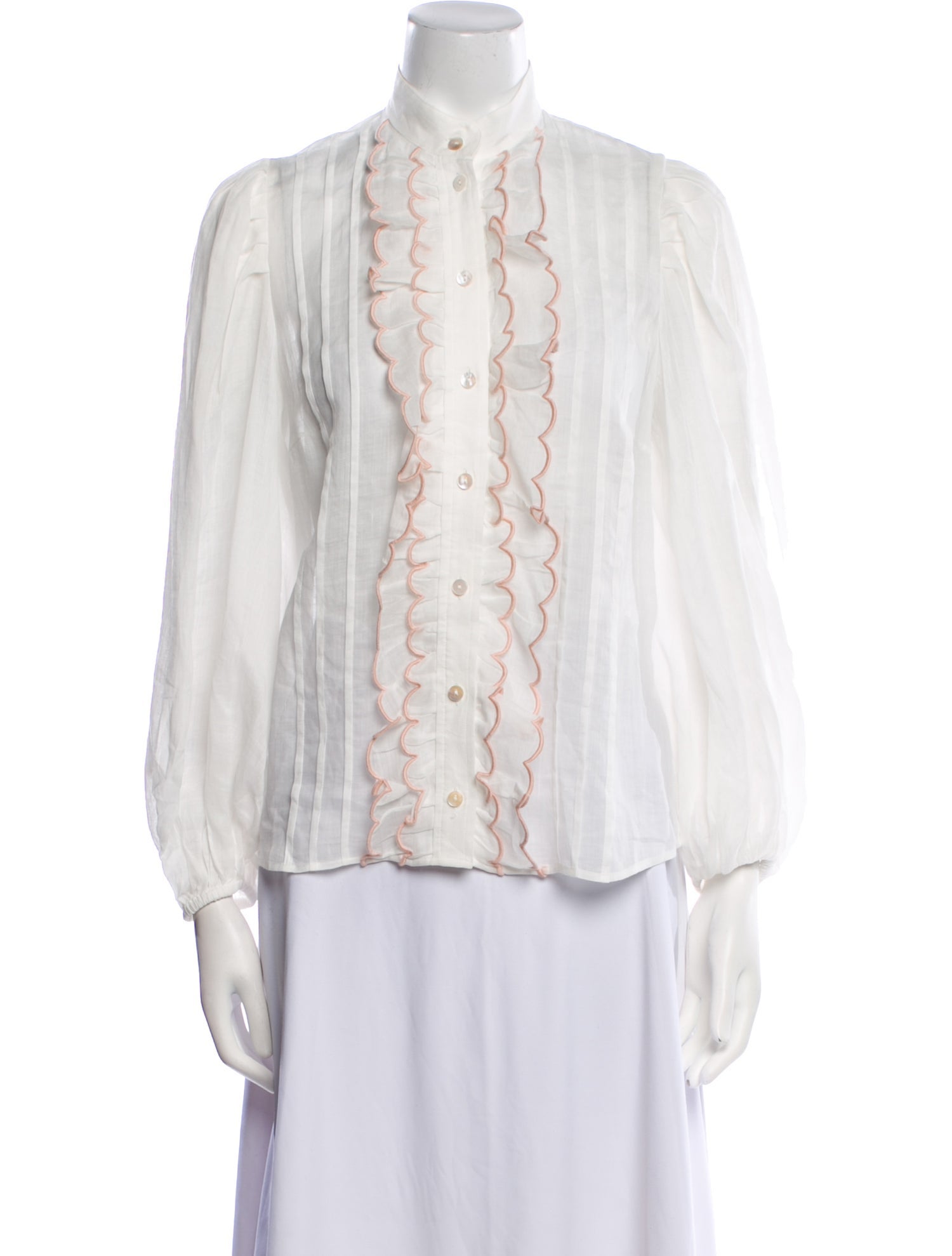 Zimmermann Linen Mock Neck Button-Up Top