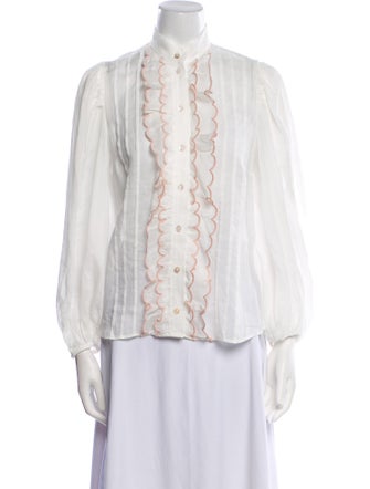 Zimmermann Linen Mock Neck Button-Up Top