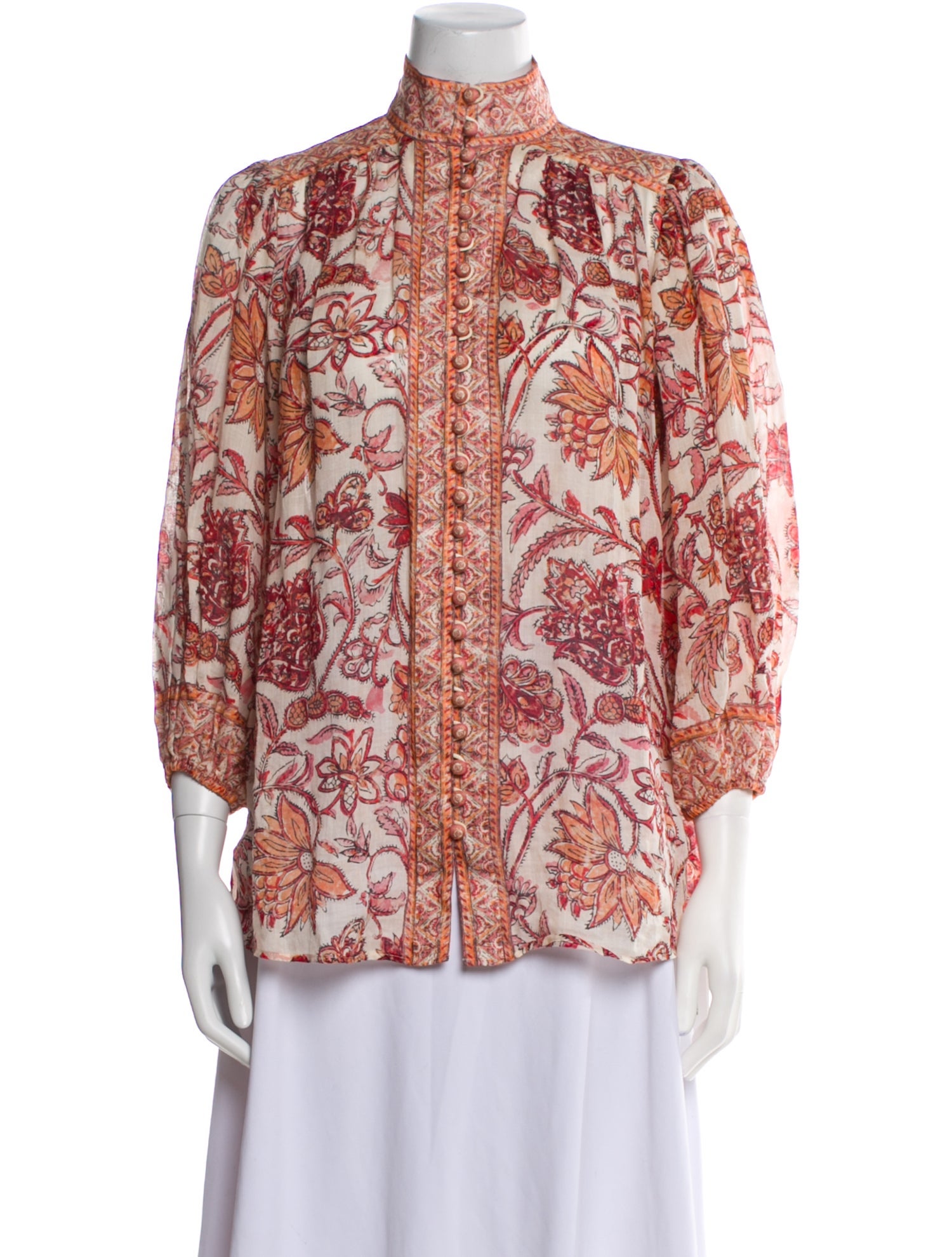 Zimmermann Paisley Print Mock Neck Blouse