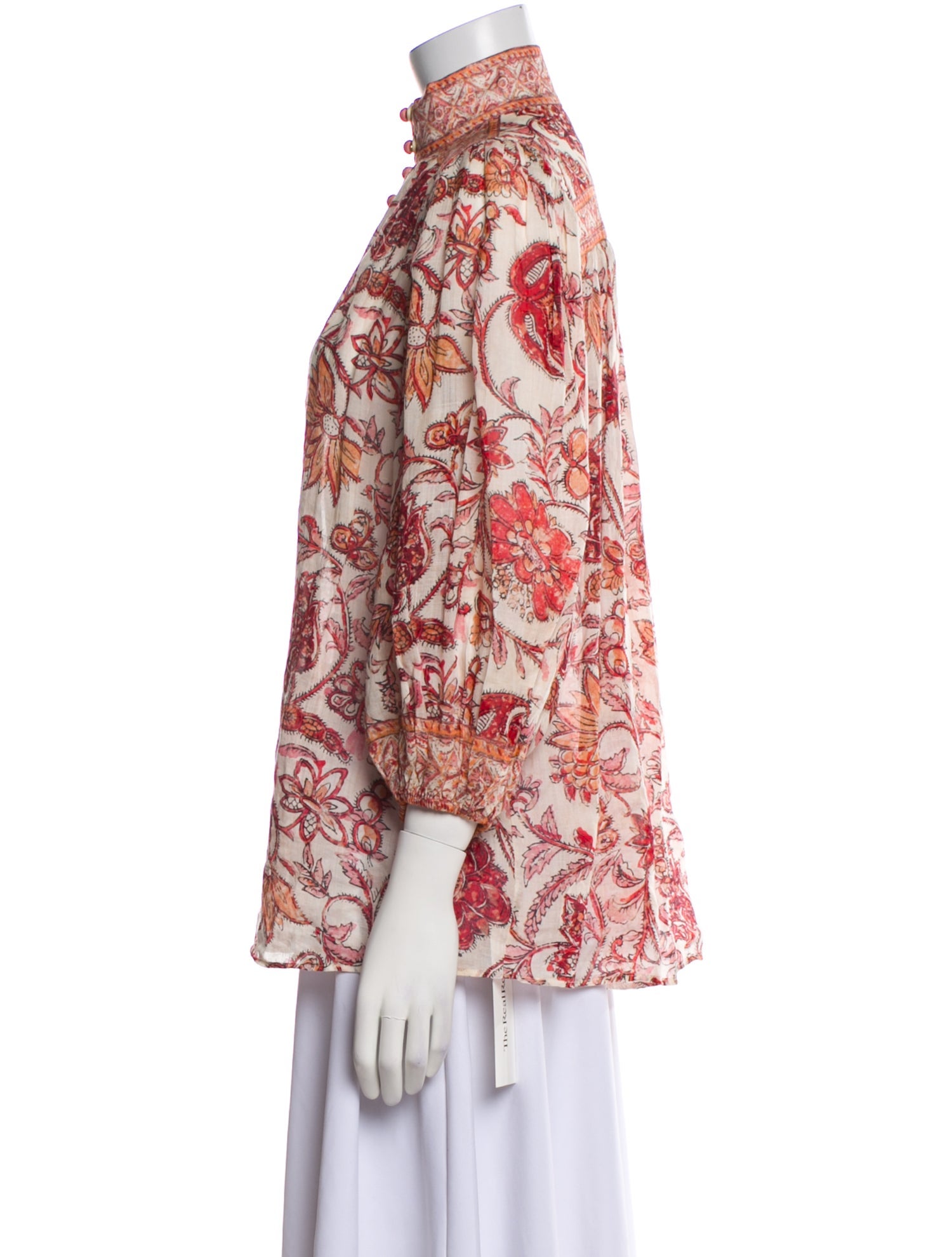 Zimmermann Paisley Print Mock Neck Blouse