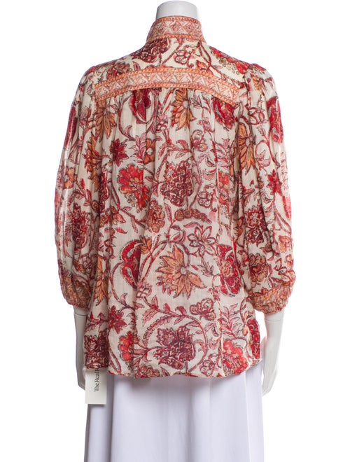 Zimmermann Paisley Print Mock Neck Blouse