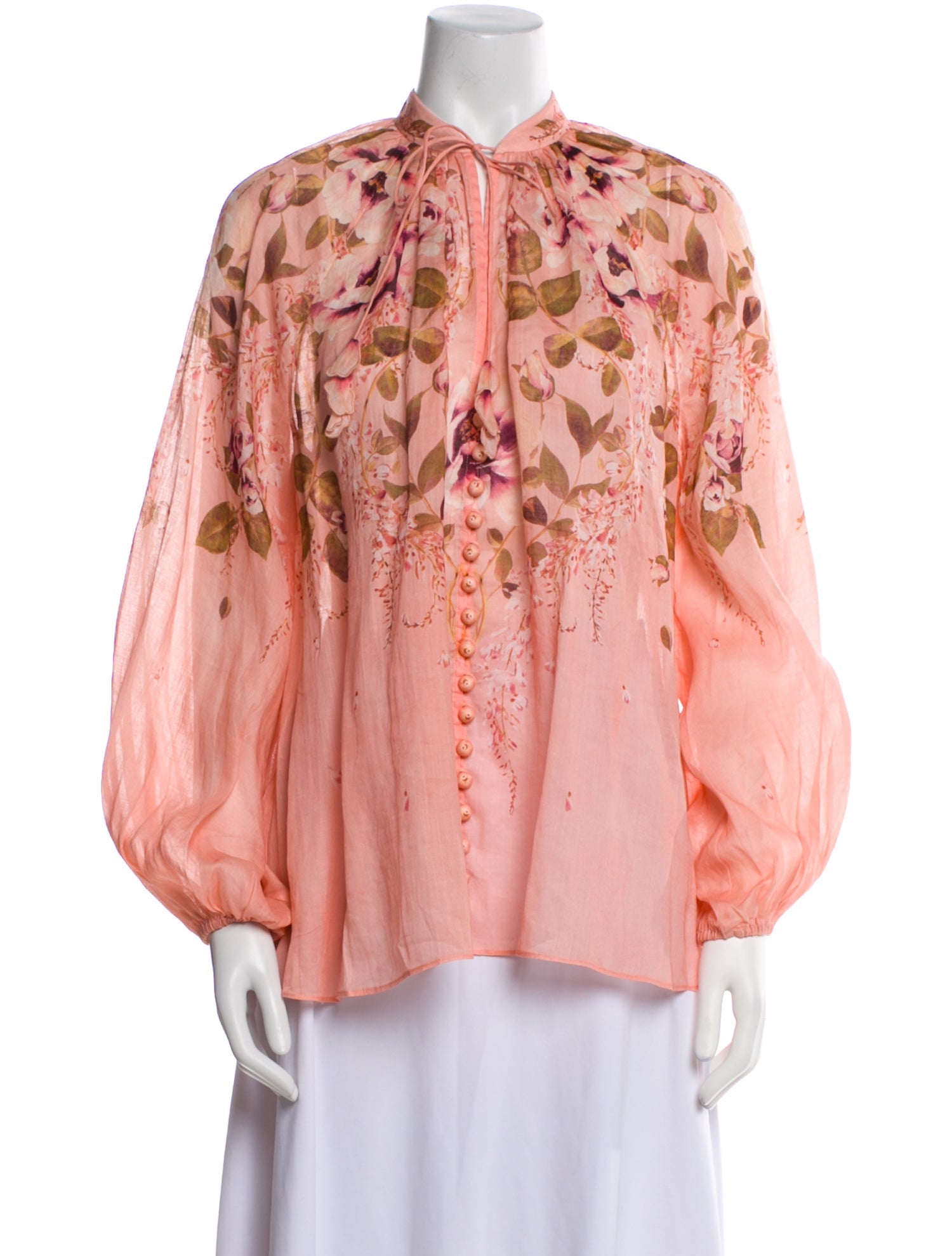 Zimmermann Floral Print Mock Neck Blouse