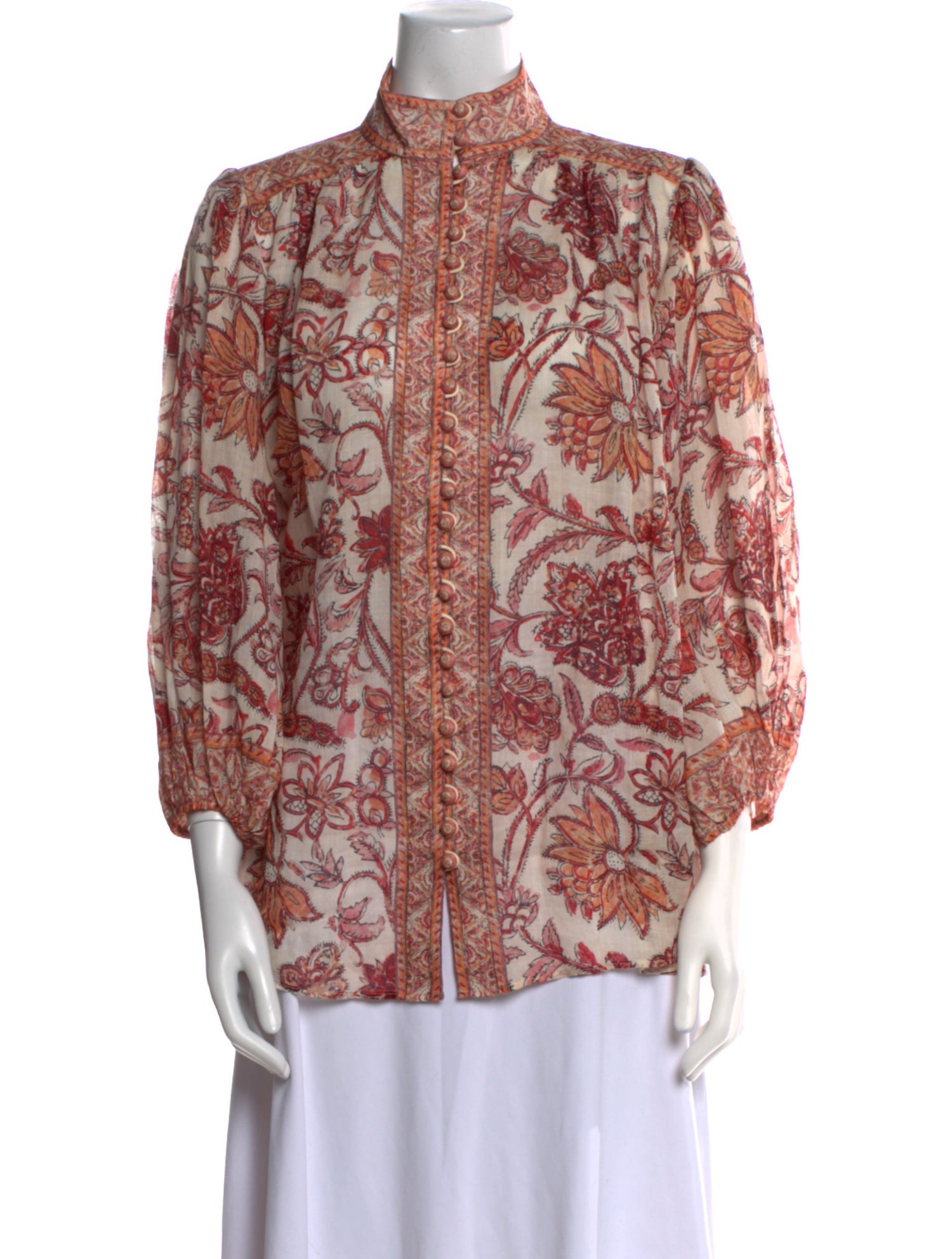 Zimmermann Paisley Print Mock Neck Blouse