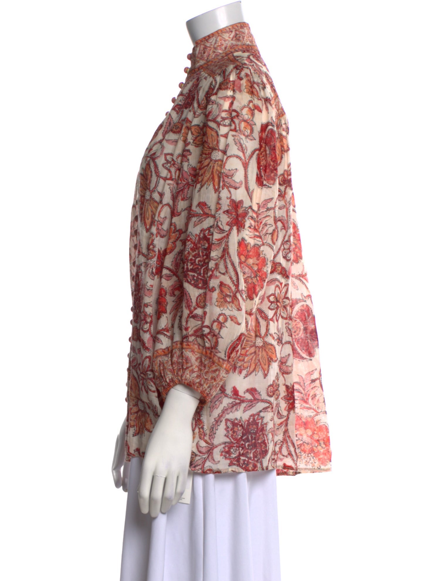 Zimmermann Paisley Print Mock Neck Blouse