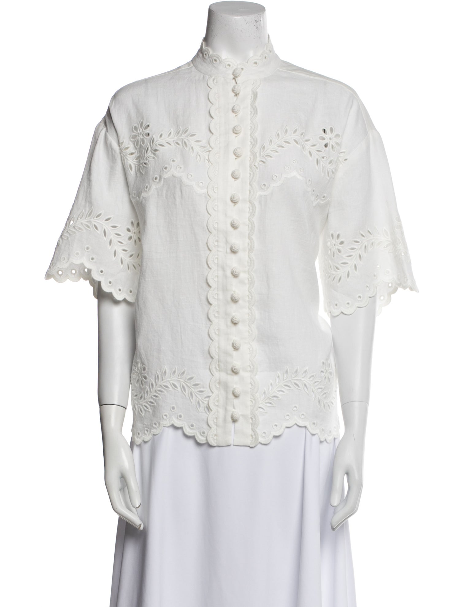 Zimmermann Linen Mock Neck Button-Up Top