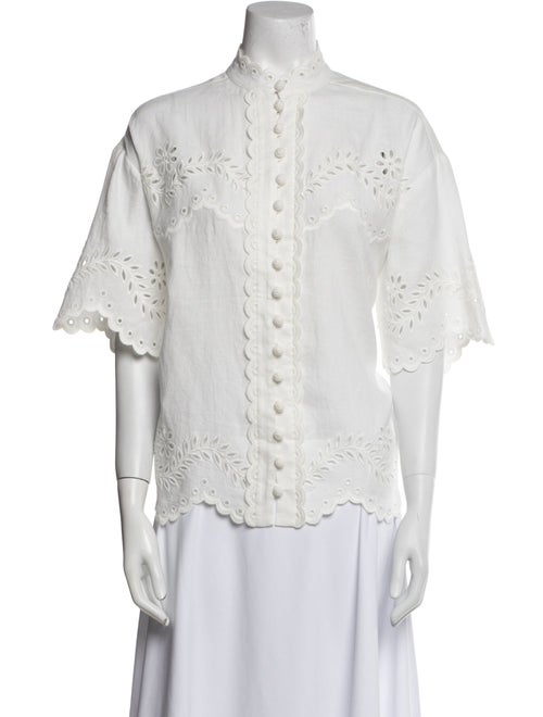 Zimmermann Linen Mock Neck Button-Up Top