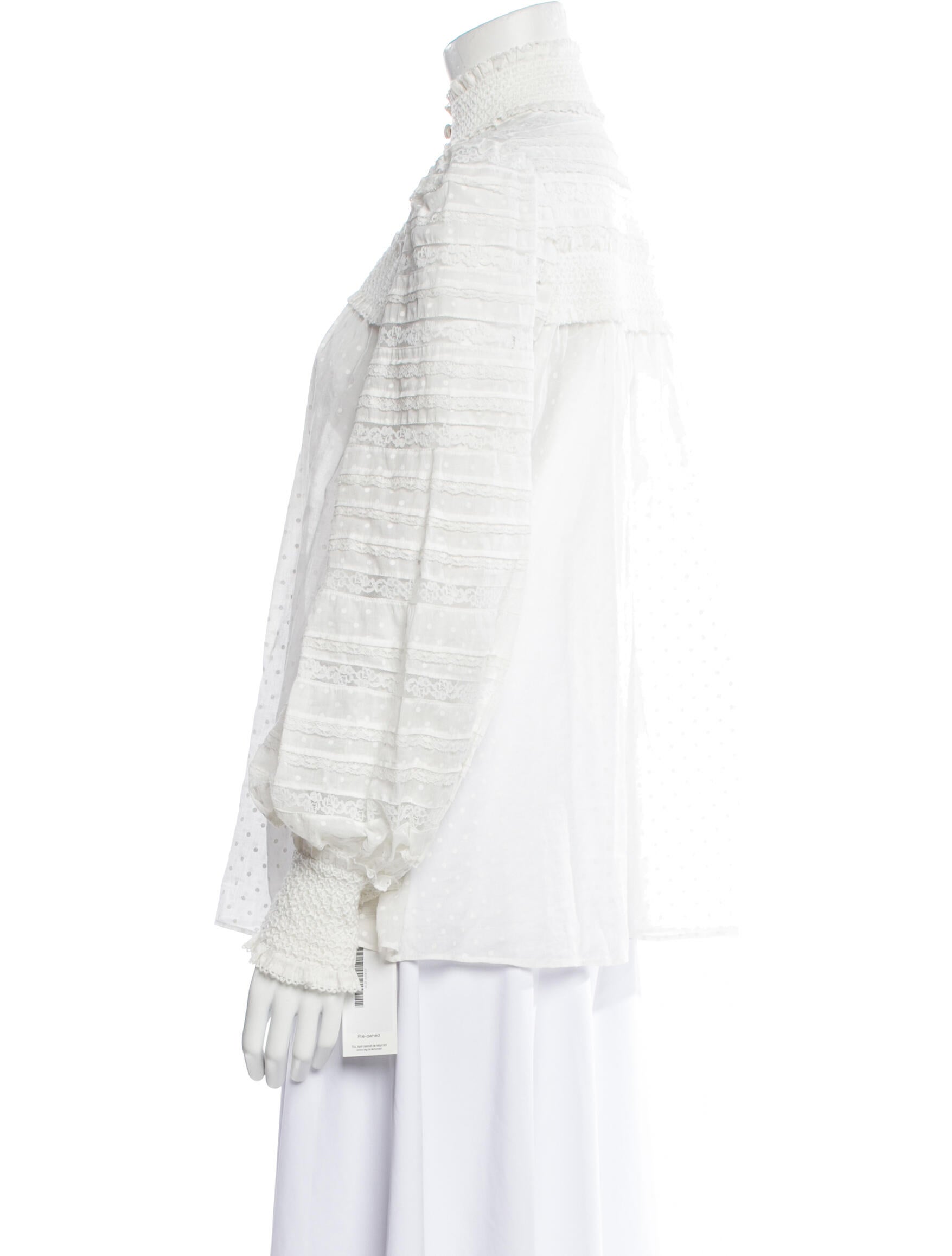 Zimmermann Mock Neck Long Sleeve Button-Up Top