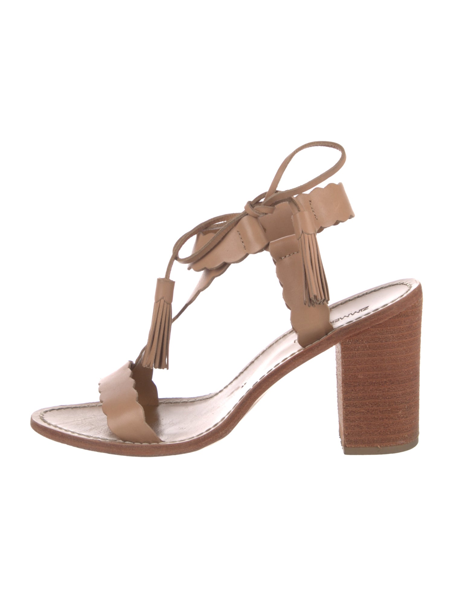 Zimmermann Leather Tassel Accents T-Strap Sandals