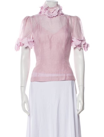 Zimmermann Linen Mock Neck Blouse