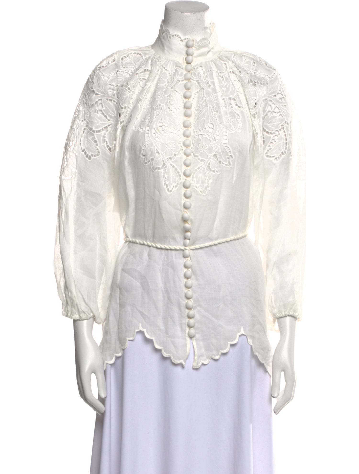 Zimmermann Mock Neck Three-Quarter Sleeve Blouse