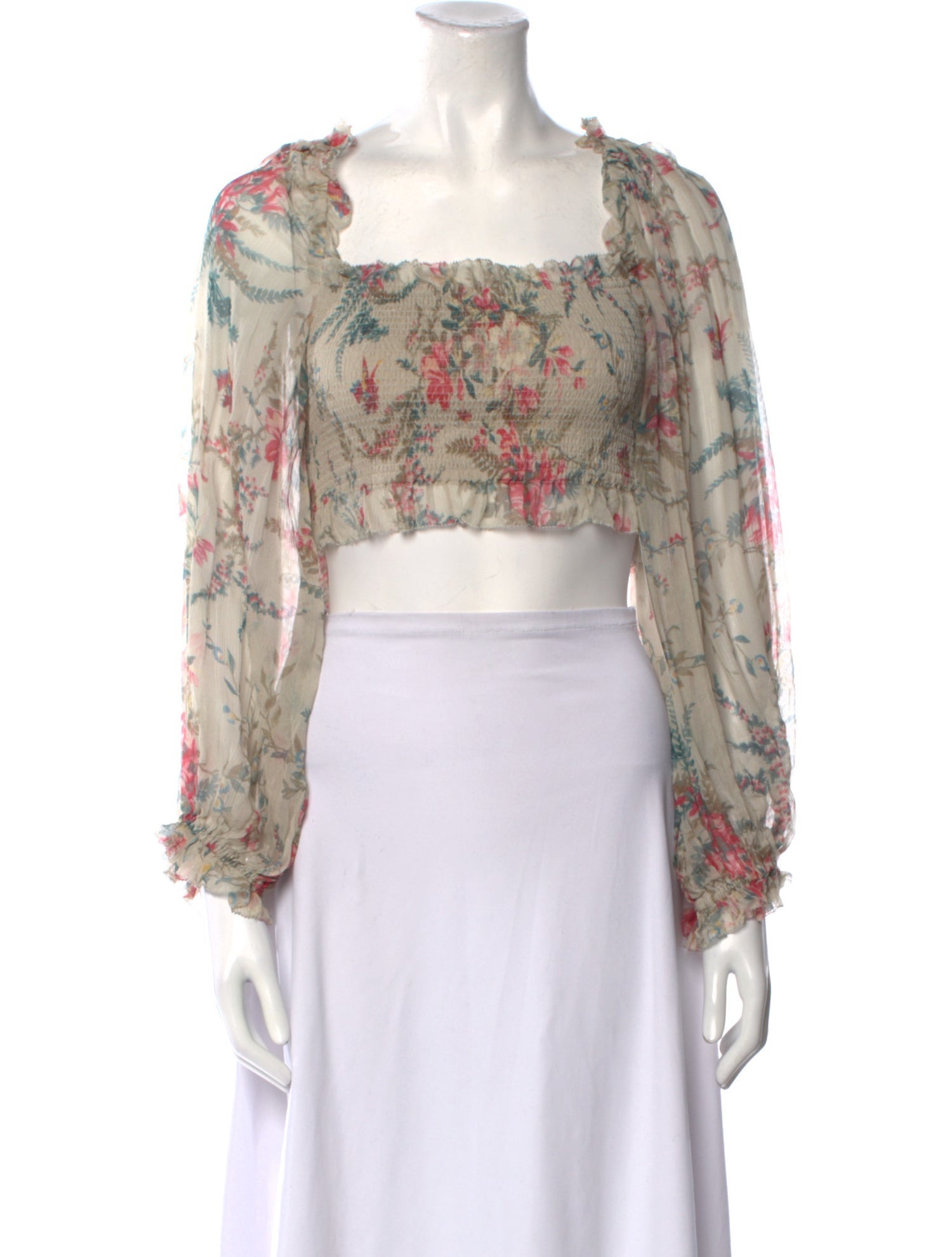 Zimmermann Silk Floral Print Crop Top