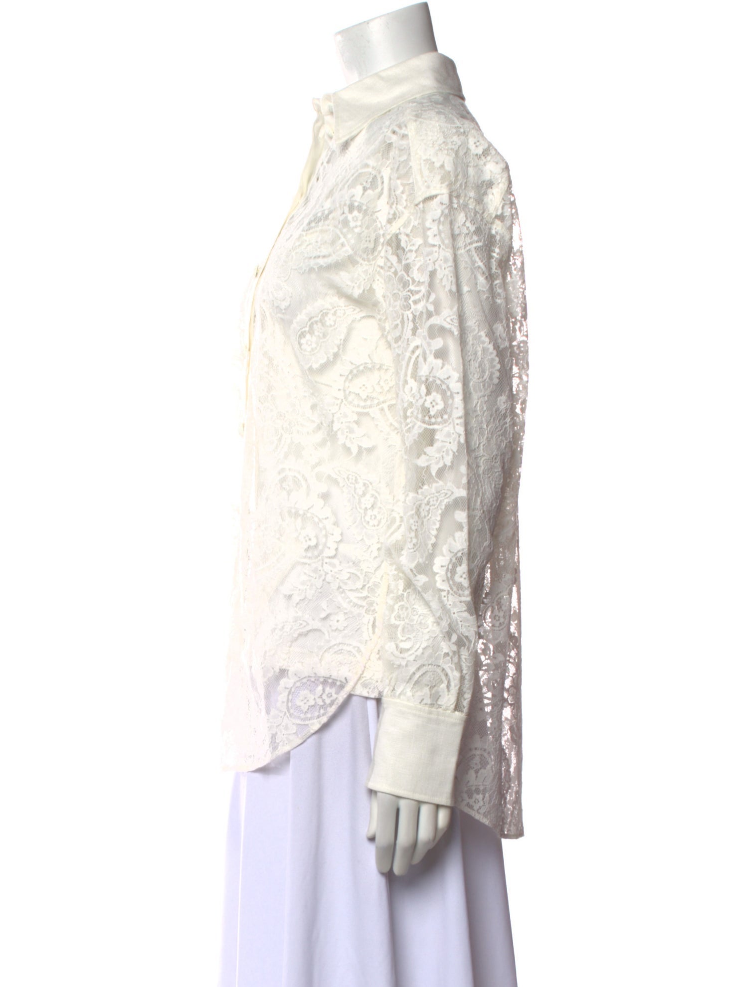 Zimmermann Lace Pattern Long Sleeve Button-Up Top