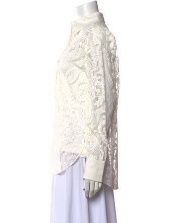 Zimmermann Lace Pattern Long Sleeve Button-Up Top