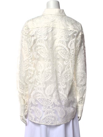 Zimmermann Lace Pattern Long Sleeve Button-Up Top