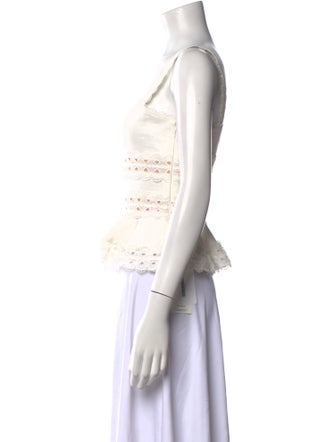 Zimmermann Linen Square Neckline Crop Top