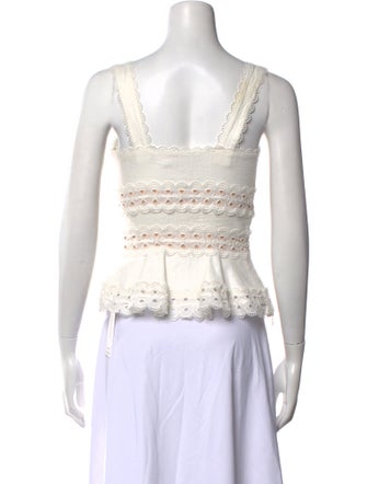 Zimmermann Linen Square Neckline Crop Top
