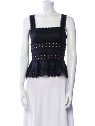 Zimmermann Linen Square Neckline Crop Top