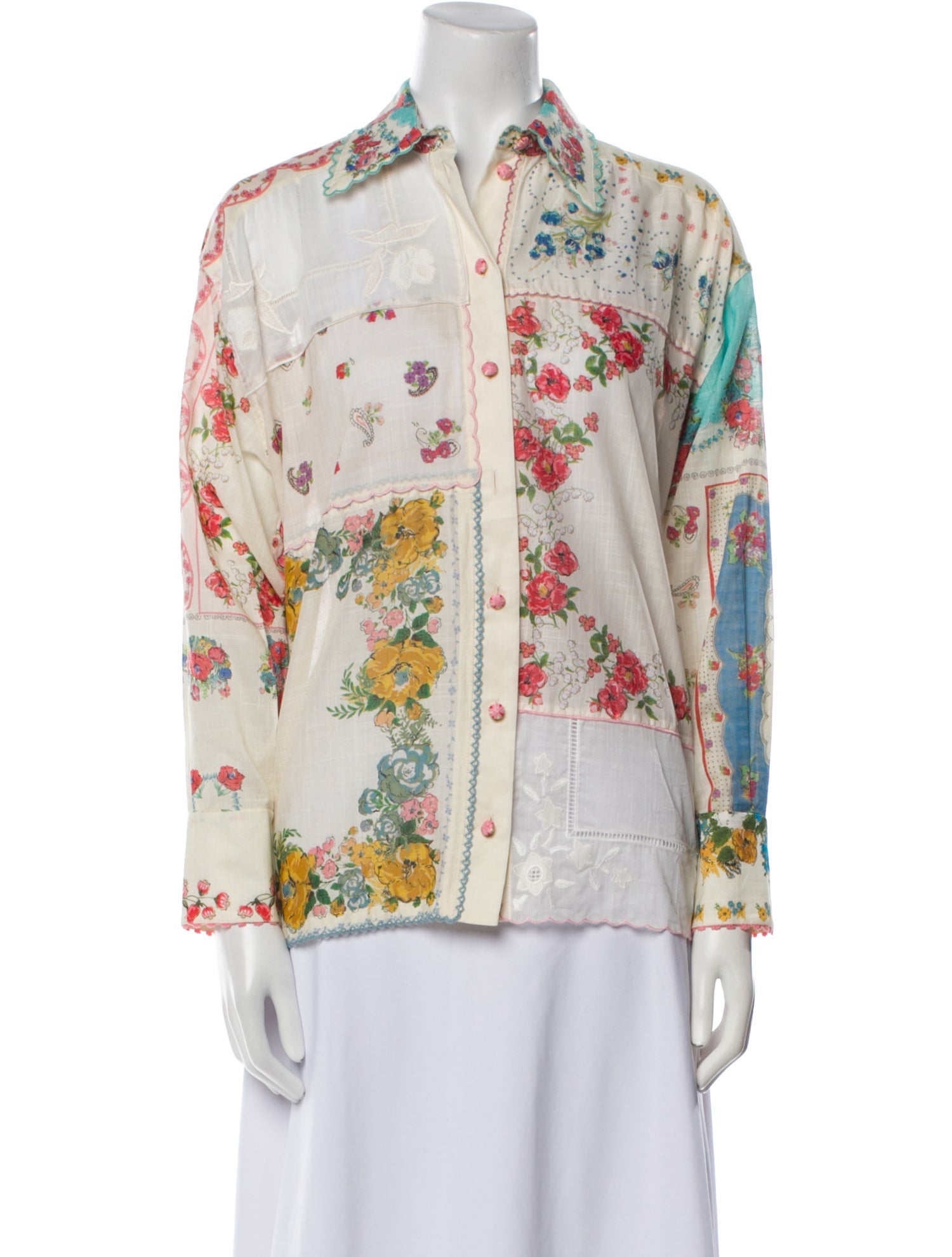 Zimmermann Floral Print Long Sleeve Button-Up Top