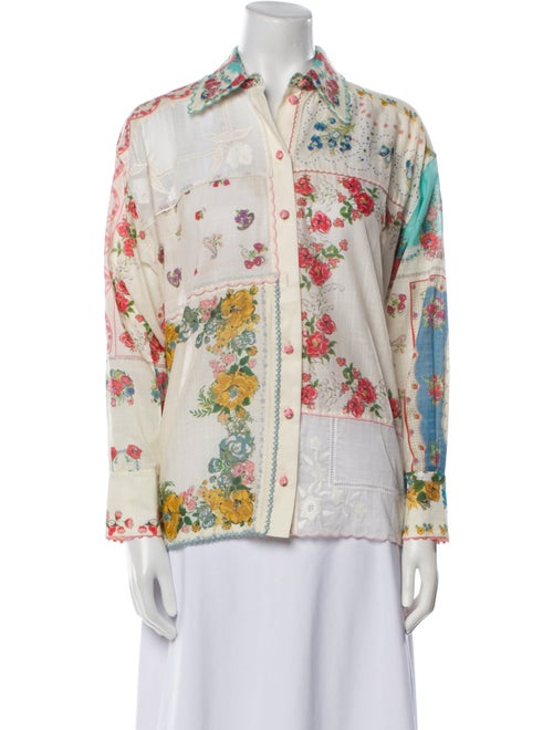 Zimmermann Floral Print Long Sleeve Button-Up Top