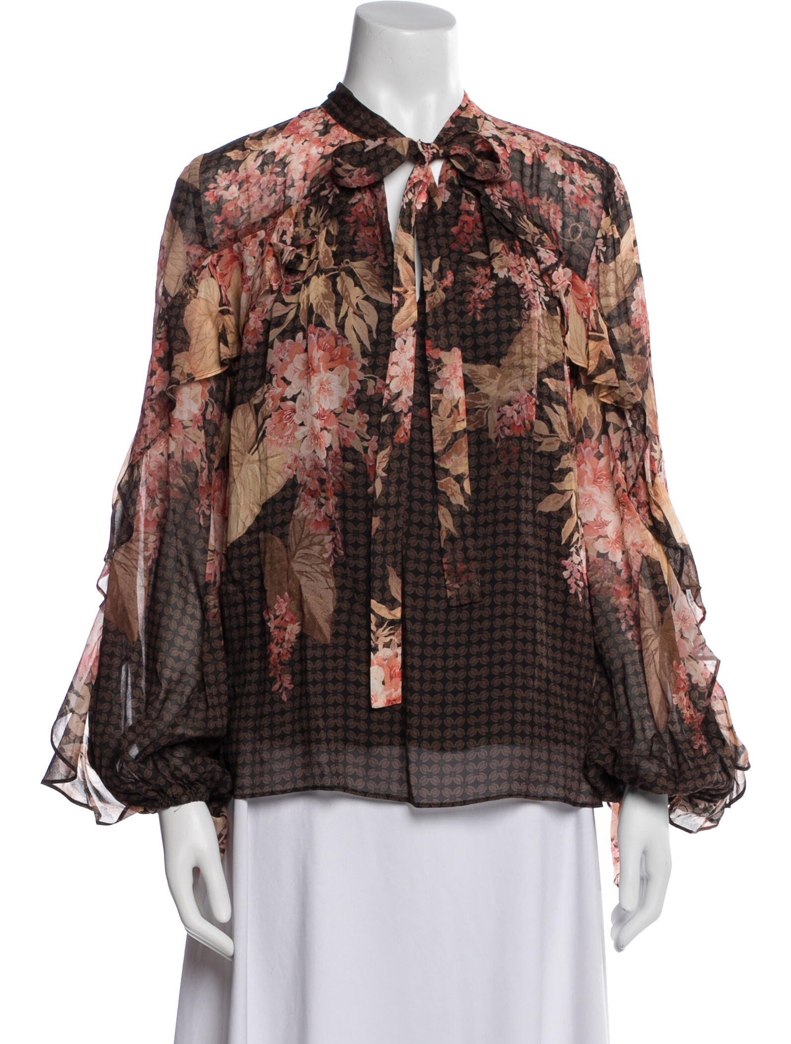 Zimmermann Printed Tie Neck Blouse