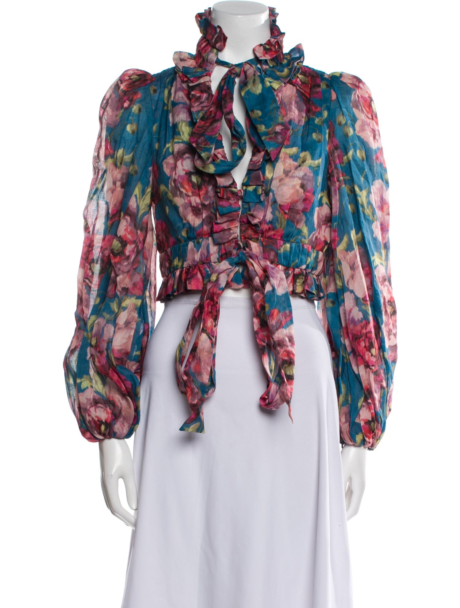 Zimmermann Floral Print Mock Neck Blouse w/ Tags