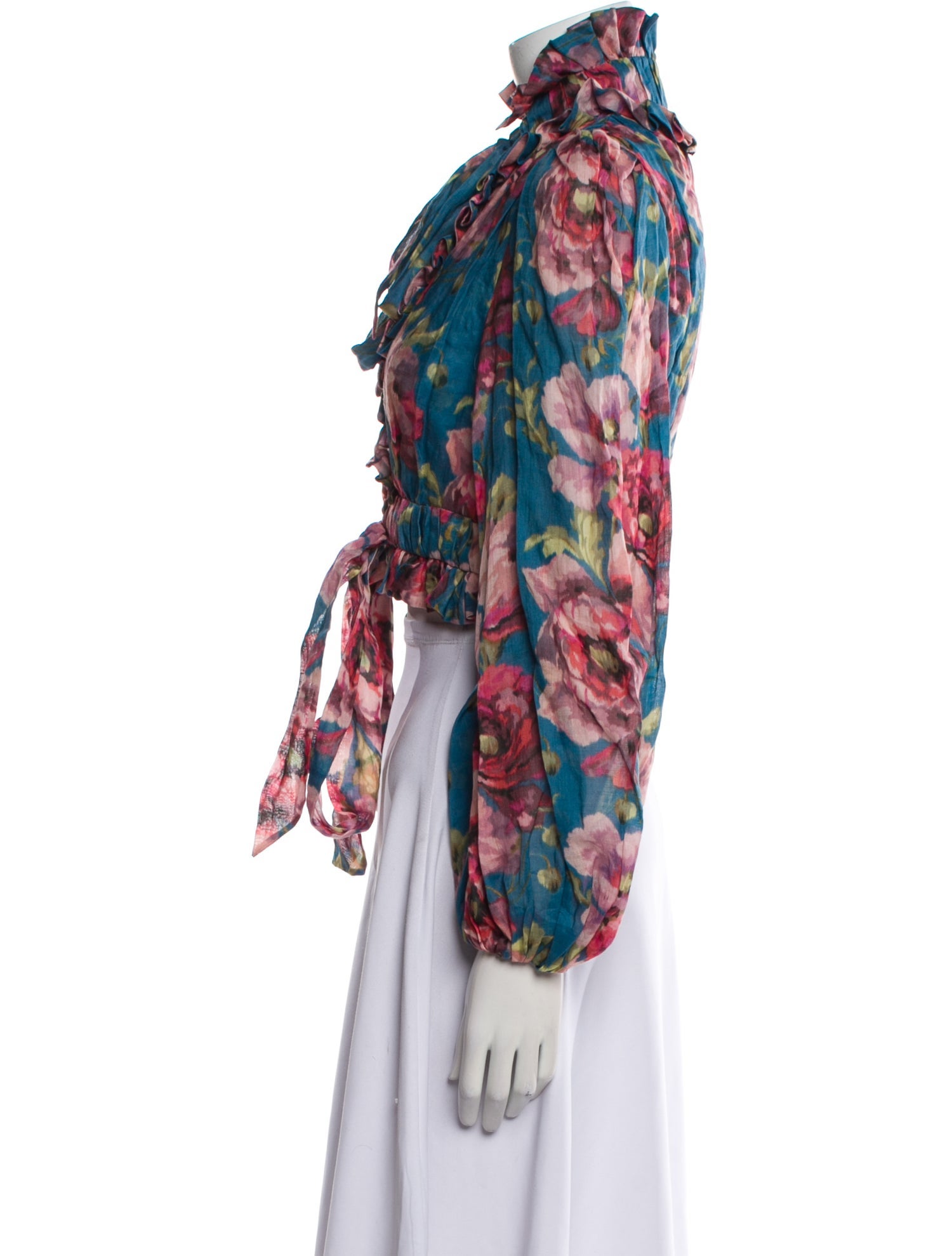 Zimmermann Floral Print Mock Neck Blouse w/ Tags