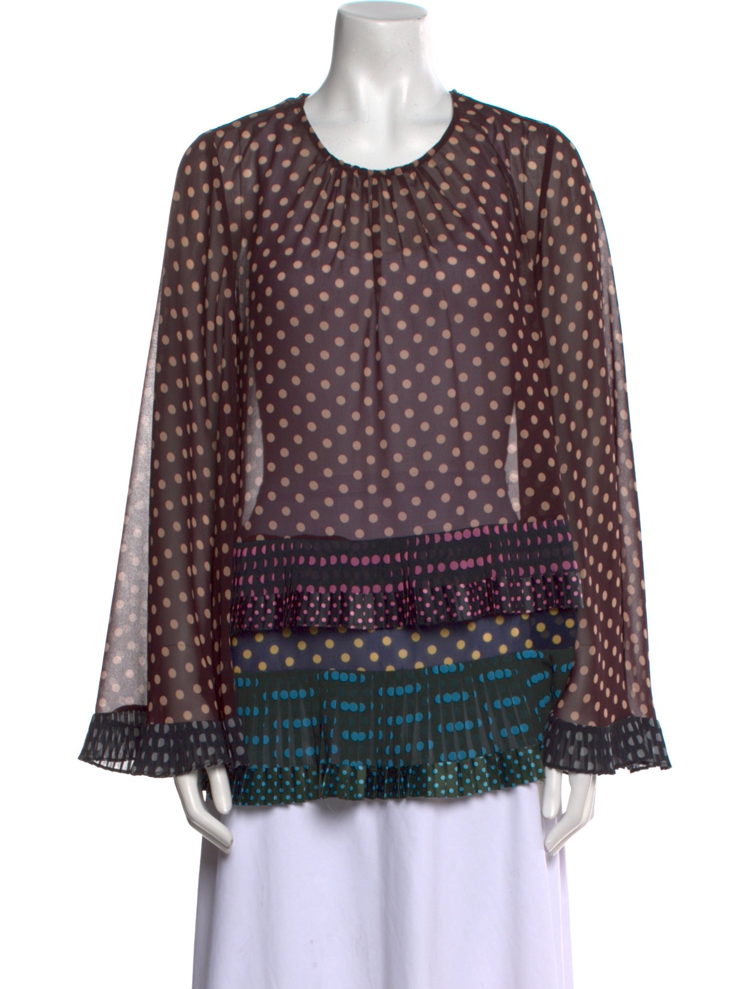 Zimmermann Polka Dot Print Crew Neck Blouse