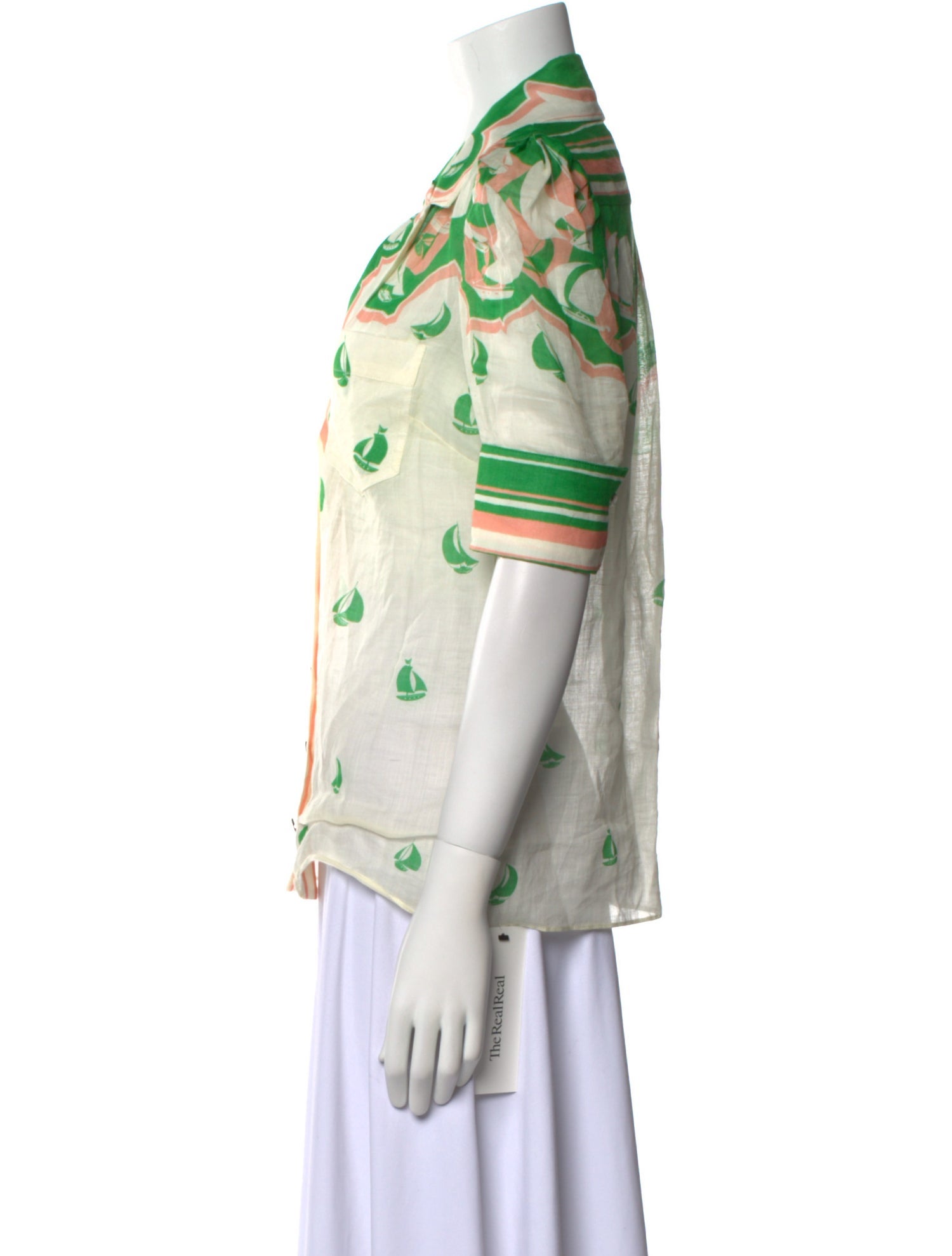 Zimmermann Printed Three-Quarter Sleeve Button-Up Top