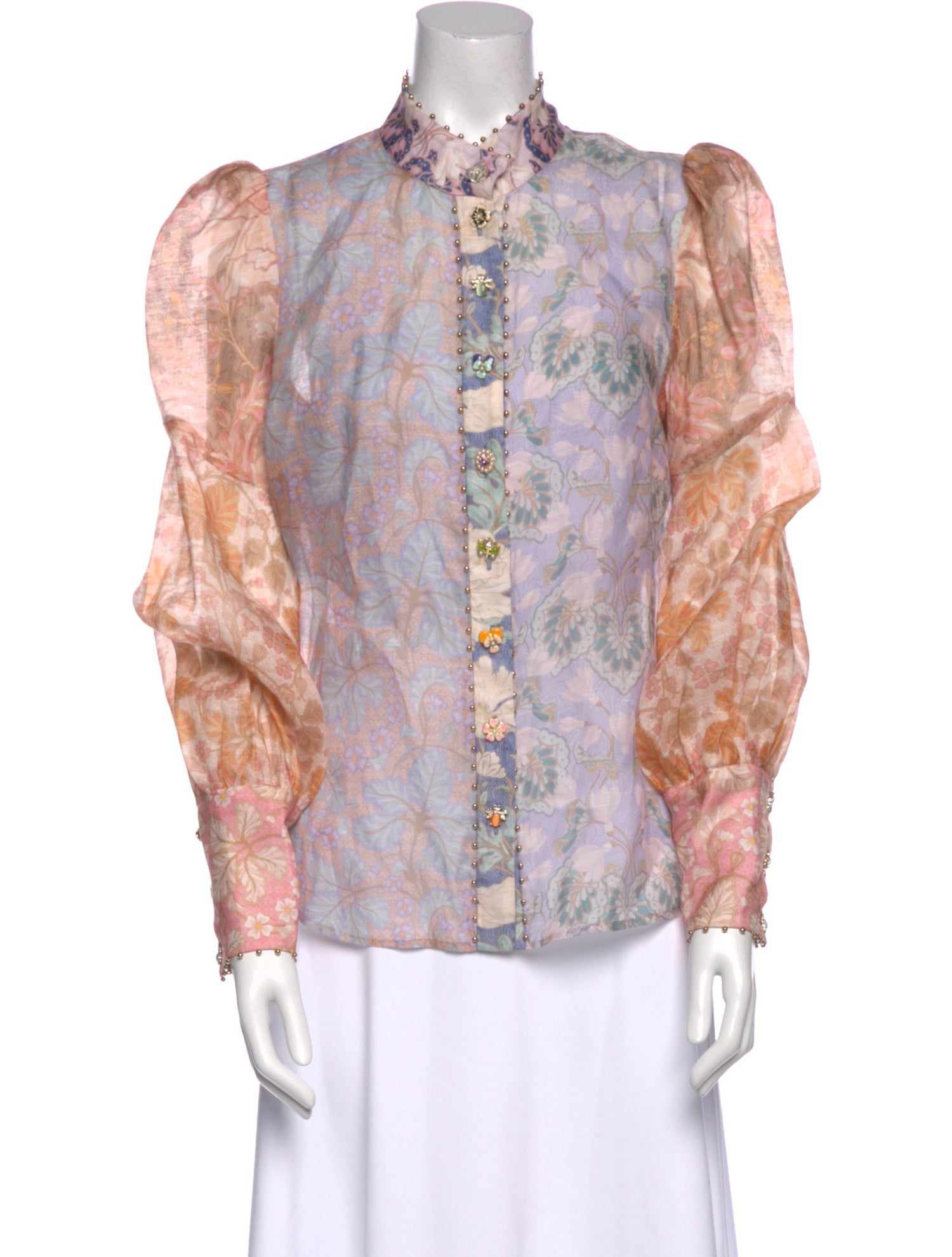 Zimmermann Linen Floral Print Button-Up Top