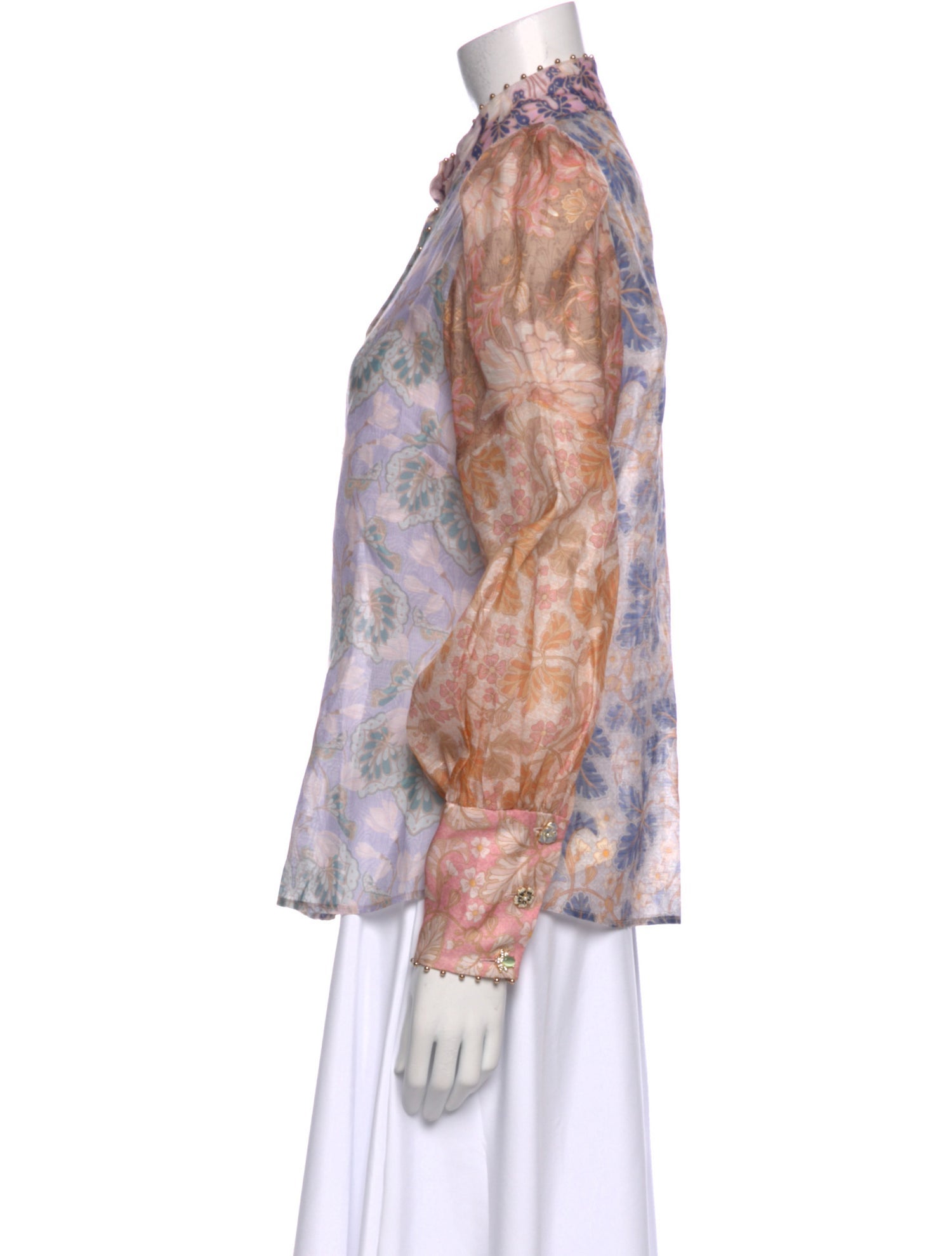 Zimmermann Linen Floral Print Button-Up Top