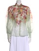 Zimmermann Linen Floral Print Button-Up Top
