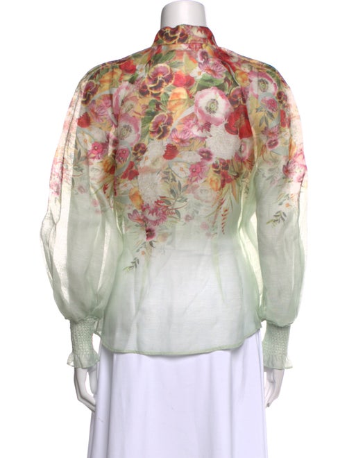 Zimmermann Linen Floral Print Button-Up Top
