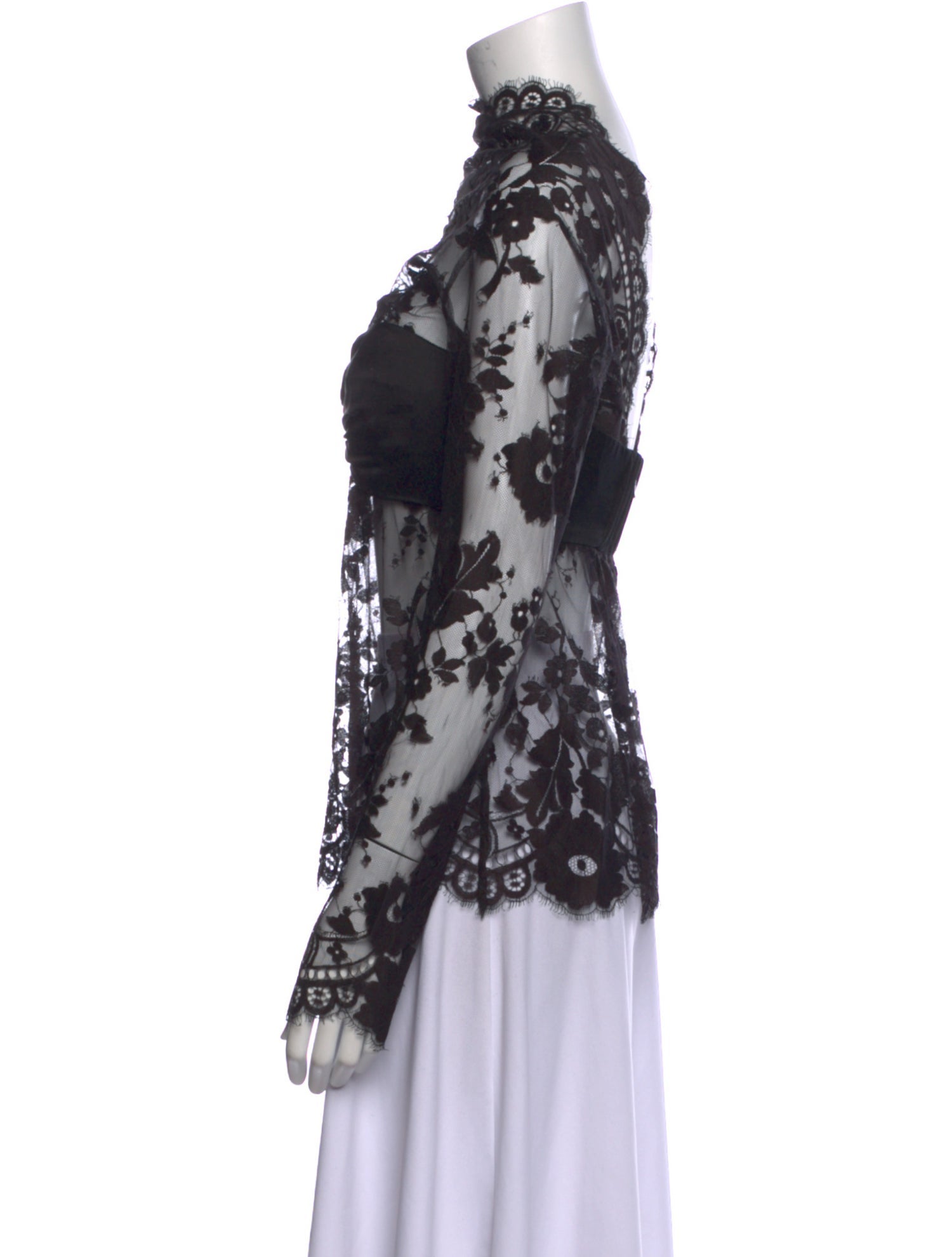 Zimmermann Lace Pattern Mock Neck Blouse