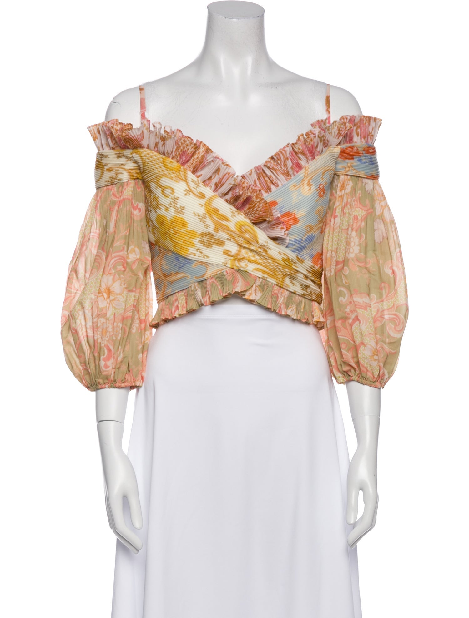 Zimmermann Printed Square Neckline Crop Top