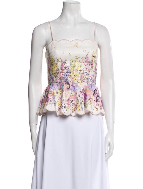 Zimmermann Linen Floral Print Crop Top