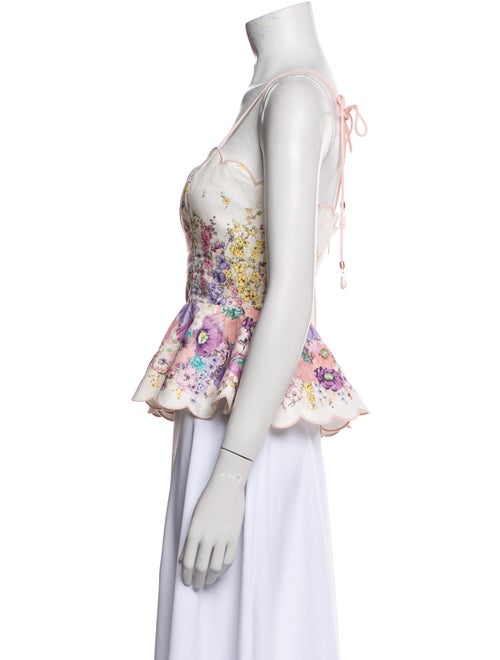Zimmermann Linen Floral Print Crop Top