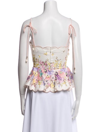 Zimmermann Linen Floral Print Crop Top