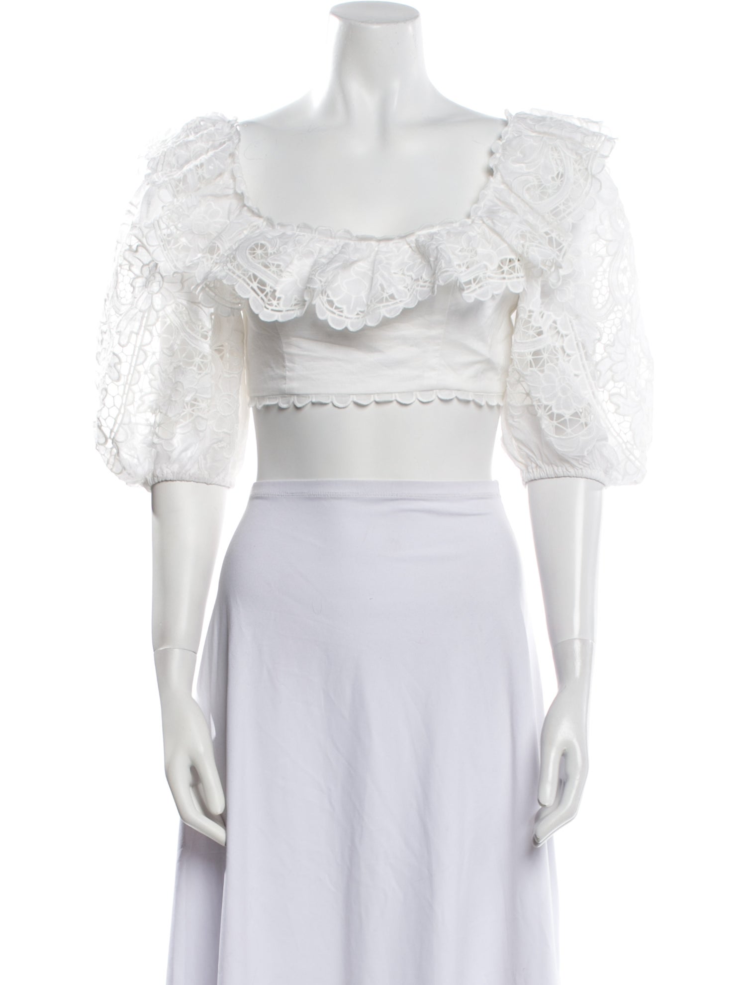 Zimmermann Off-The-Shoulder Three-Quarter Sleeve Crop Top