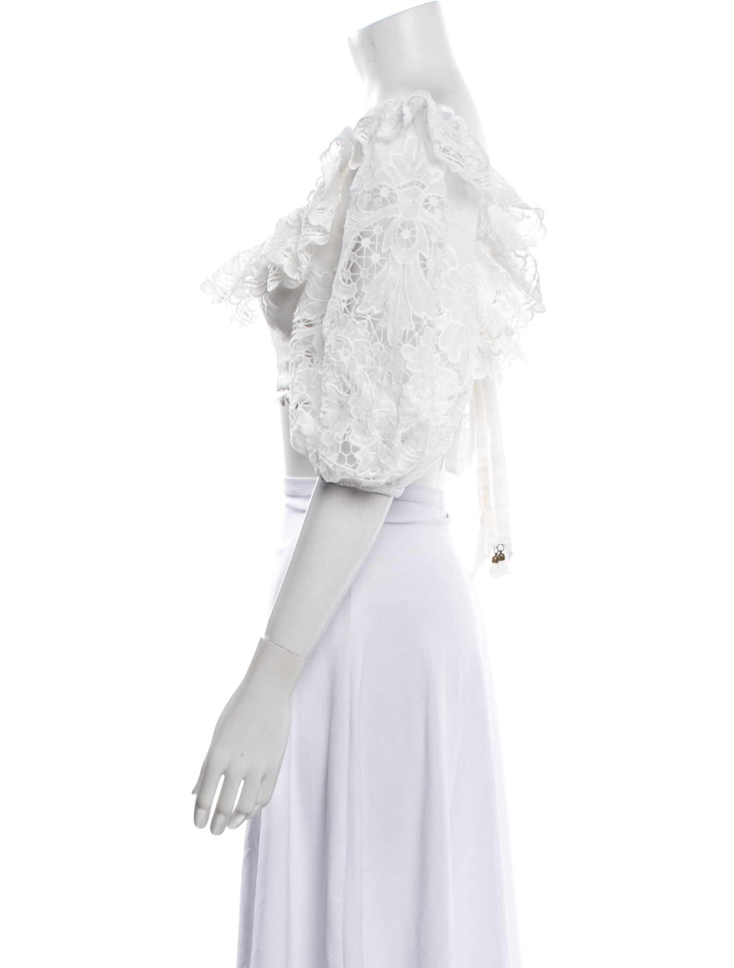 Zimmermann Off-The-Shoulder Three-Quarter Sleeve Crop Top