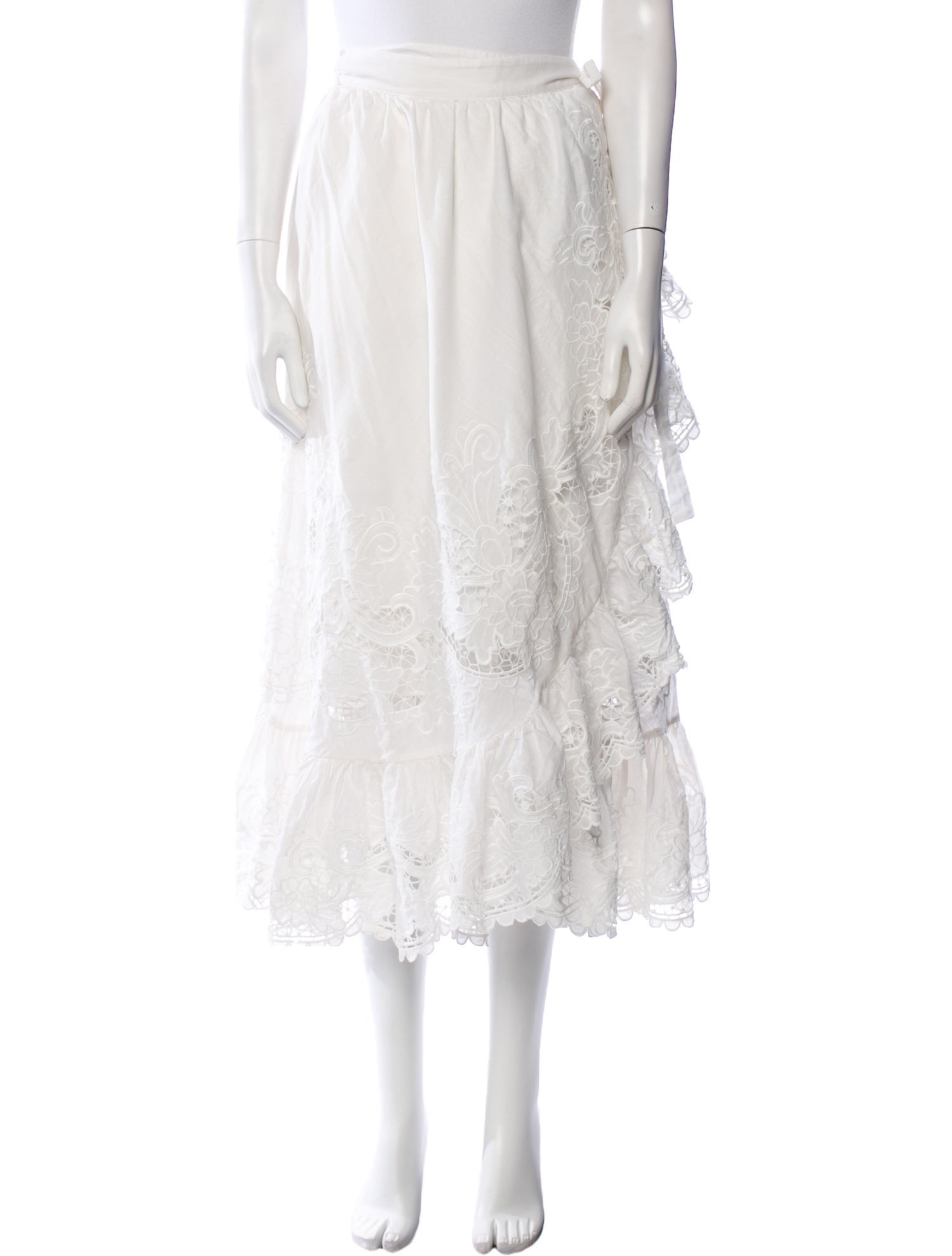 Zimmermann Crochet Trim Midi Length Skirt