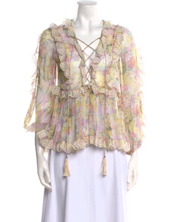 Zimmermann Silk Floral Print Blouse