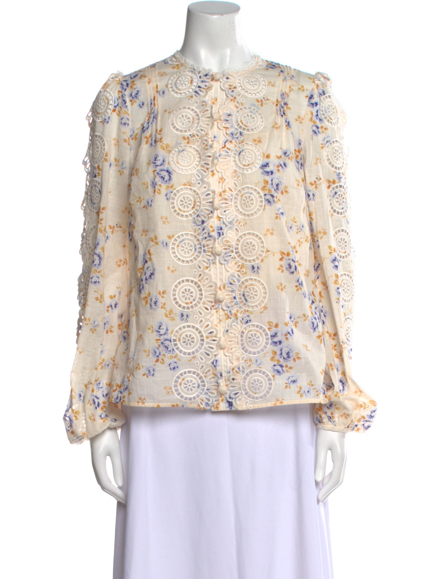 Zimmermann Floral Print Crew Neck Blouse