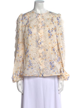 Zimmermann Floral Print Crew Neck Blouse