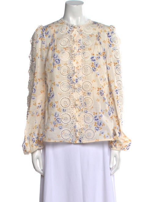 Zimmermann Floral Print Crew Neck Blouse