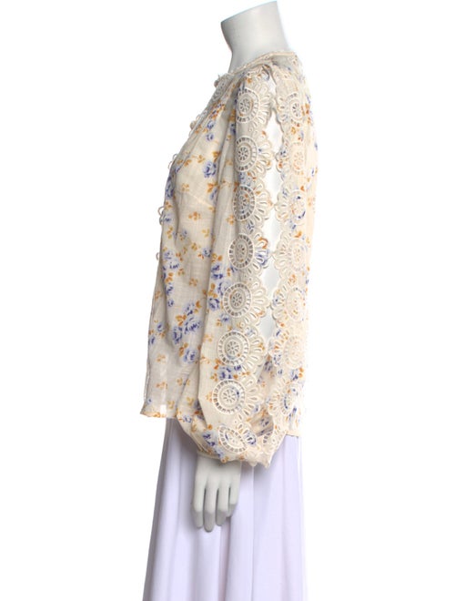 Zimmermann Floral Print Crew Neck Blouse