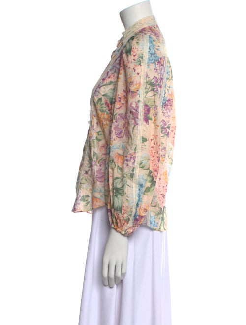 Zimmermann Floral Print Mock Neck Blouse