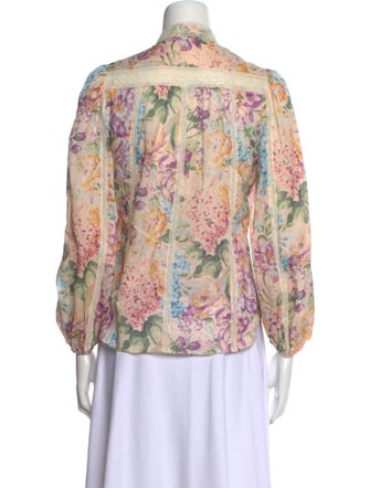 Zimmermann Floral Print Mock Neck Blouse
