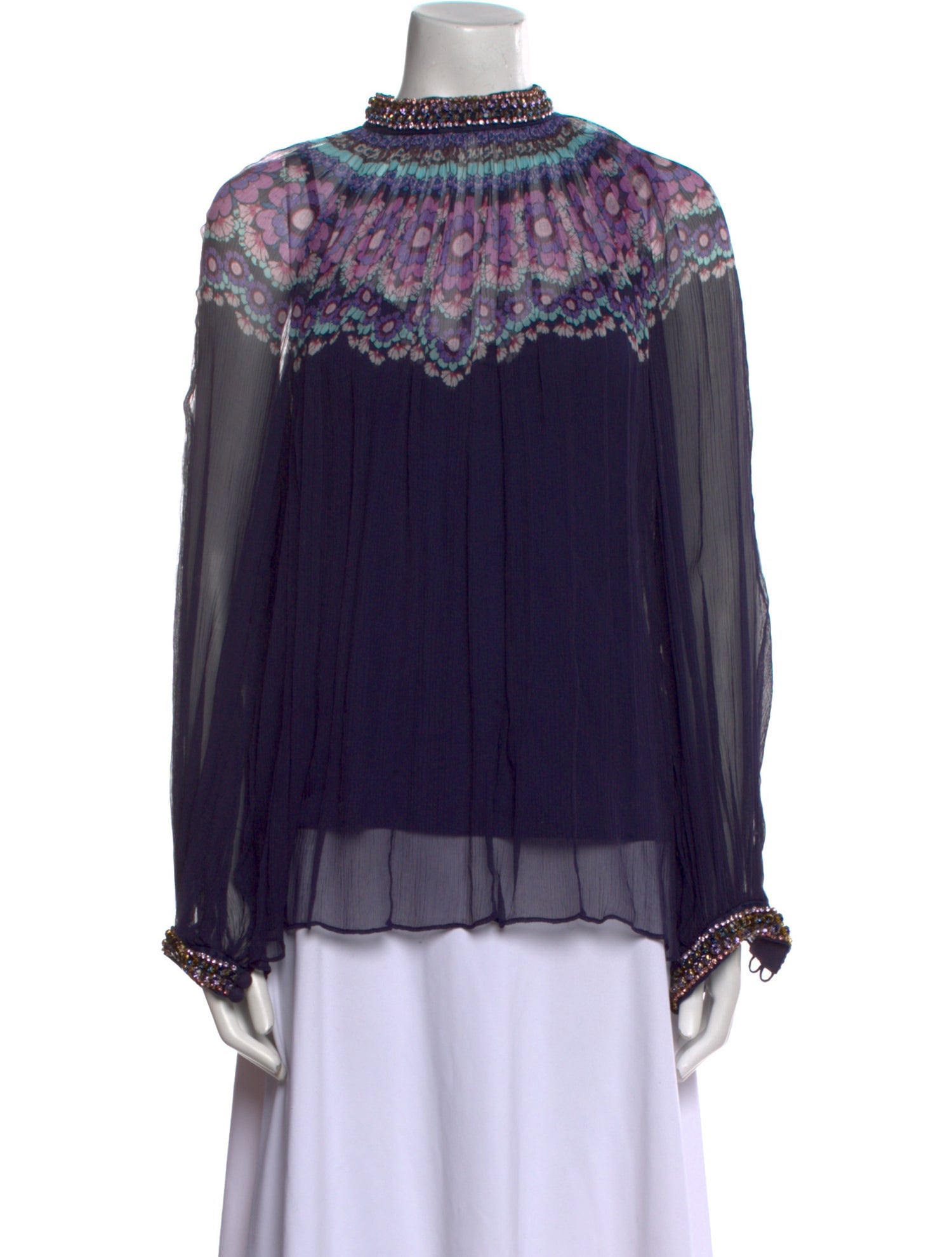 Zimmermann Mock Neck Long Sleeve Blouse