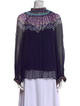 Zimmermann Mock Neck Long Sleeve Blouse